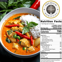 Chicken Bites w/ Curry and Coco Salsa & Arroz Basmati