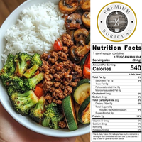 Savory Ground Beef w/ Brocolis and Zuchinni's Garlic & Arroz Basmati con Amarillos