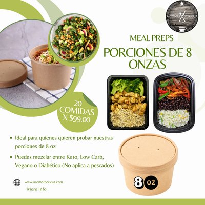20 COMIDAS X $99.00 (PORCIONES DE 8 ONZAS)